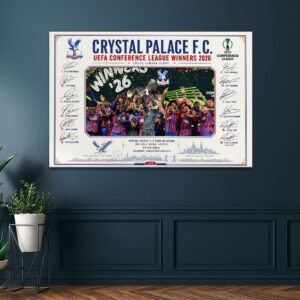 Crystal Palace FC 2026 UEFA Conference League Winners Rectangle Canvas With Inner Frame - HOATT18535