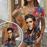 Elvis Presley 3D Women’s V-Neck T-Shirt – HOATT19003