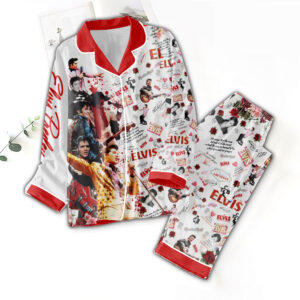 Elvis Presley Satin Pajama Set with Piping - TMTHU6771