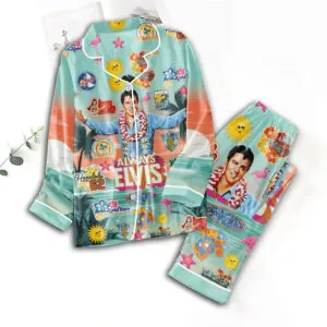 Elvis Presley Satin Pajama Set with Piping - TMTHU7018