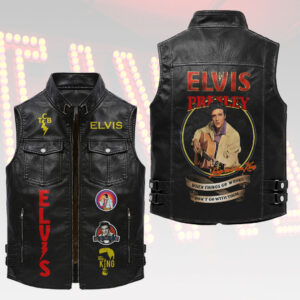 Elvis Presley Premium 2D Sleeveless Leather Vest - HOATT18827