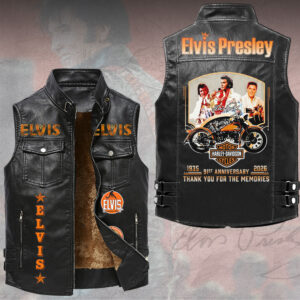 Elvis Presley Premium 2D Sleeveless Leather Vest - TMTHU6558