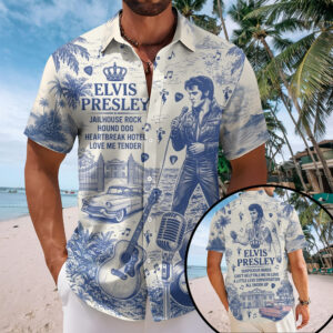Elvis Presley Short Sleeve Button-Down Shirt – TMTHU7158