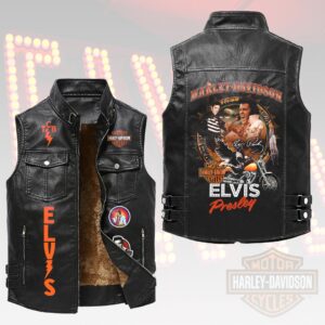 Elvis Presley Premium 2D Sleeveless Leather Vest - HOATT18361