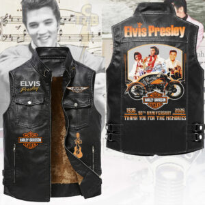 Elvis Presley Premium 2D Sleeveless Leather Vest - TANTN23337