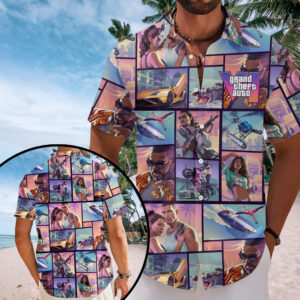Grand Theft Auto VI Short Sleeve Button-Down Shirt - GNE7234