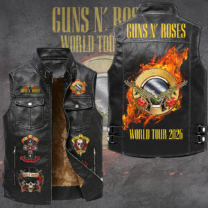 Guns N’ Roses Tour 2026 Premium 2D Sleeveless Leather Vest - GNE6777