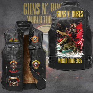 Guns N’ Roses Tour 2026 Premium 2D Sleeveless Leather Vest - GNE6779