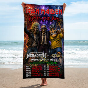 Iron Maiden 2026 World Tour Rectangle Beach Towel - TMTHU7131