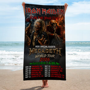 Iron Maiden x Megadeth 2026 World Tour Rectangle Beach Towel - TMTHU6818