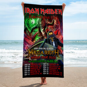Iron Maiden x Megadeth 2026 World Tour Rectangle Beach Towel - TMTHU6986