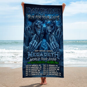 Iron Maiden x Megadeth 2026 World Tour Rectangle Beach Towel - TMTHU7129