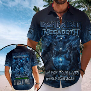 Iron Maiden x Megadeth 2026 World Tour Short Sleeve Button-Down Shirt – TMTHU7130