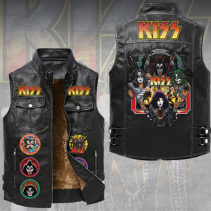 KISS Premium 2D Sleeveless Leather Vest - TMTHU6650