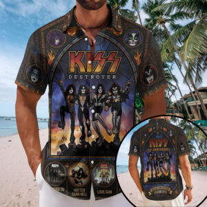 KISS Short Sleeve Button-Down Shirt – TMTHU7173