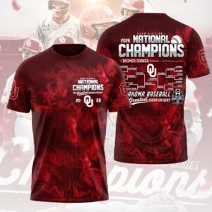 Oklahoma Sooners 2026 NCAA Baseball Men's College World Series Champions 3D Apparel - HOATT18940