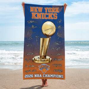 New York Knicks NBA Champions 2026 Rectangle Beach Towel - TMTHU6941