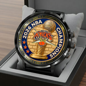 New York Knicks 2026 NBA Finals Champions Black Stainless Steel Watch - HOATT19064