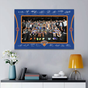 New York Knicks 2026 NBA Finals Champions Rectangle Canvas With Inner Frame - HOATT18631