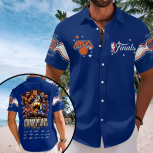 New York Knicks 2026 NBA Finals Champions Short Sleeve Button-Down Shirt – HOATT18996