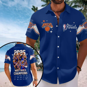 New York Knicks 2026 NBA Finals Champions Short Sleeve Button-Down Shirt – HOATT19033