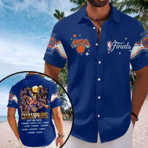 New York Knicks 2026 NBA Finals Champions Short Sleeve Button-Down Shirt – HOATT19045