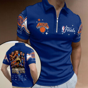 New York Knicks 2026 NBA Finals Champions Zip Polo Shirt - HOATT19034