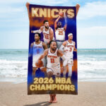 New York Knicks NBA Champions 2026 Rectangle Beach Towel – TMTHU7034