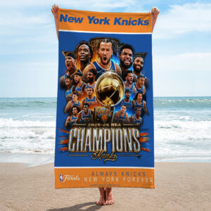 New York Knicks NBA Champions 2026 Rectangle Beach Towel - TMTHU6934