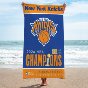 New York Knicks NBA Finals Champions 2026 Rectangle Beach Towel - TANTN23622