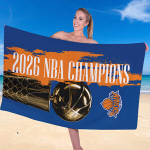 New York Knicks NBA Finals Champions 2026 Rectangle Beach Towel - TANTN23713