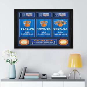 New York Knicks NBA Finals Champions 2026 Rectangle Canvas With Inner Frame - TANTN23727