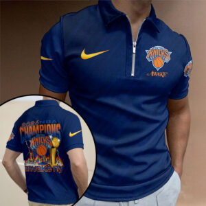 New York Knicks 2026 NBA Finals Champions Zip Polo Shirt - TMTHU7112
