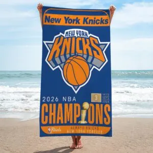 New York Knicks 2026 NBA Finals Champions Rectangle Beach Towel - HOATT18625
