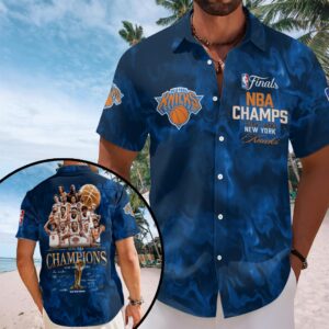 New York Knicks 2026 NBA Finals Champions Short Sleeve Button-Down Shirt – HOATT18630