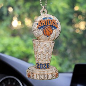 New York Knicks 2026 NBA Finals Champions Custom shape 2-sided Acrylic Car Ornament - HOATT19071