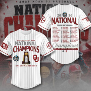 Oklahoma Sooners 2026 NCAA Baseball Men's College World Series Champions Baseball Jersey - TMTHU7020