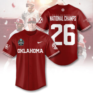 Oklahoma Sooners 2026 NCAA Baseball Men's College World Series Champions Baseball Jersey - TANTN23847