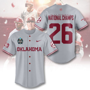 Oklahoma Sooners 2026 NCAA Baseball Men's College World Series Champions Baseball Jersey - TANTN23848