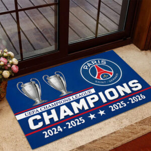 Paris Saint-Germain Champions of Europe 25/26 Custom Doormat - TANTN23331