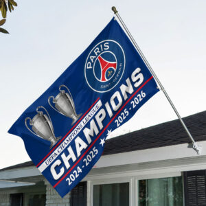 Paris Saint-Germain Champions of Europe 25/26 3D Double-side House Flag - TANTN23330