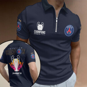 Paris Saint-Germain Champions of Europe 25/26 Zip Polo Shirt - TANTN23332