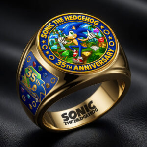 Sonic the Hedgehog 35th Anniversary 3D Engraved Ring - GNE7287