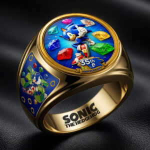 Sonic the Hedgehog 35th Anniversary 3D Engraved Ring - GNE7289