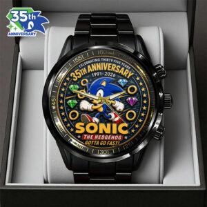 Sonic the Hedgehog 35th Anniversary Black Stainless Steel Watch - GNE7228