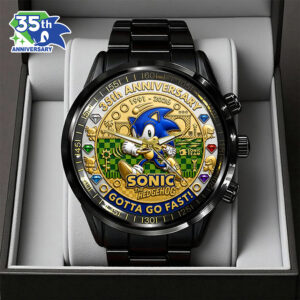 Sonic the Hedgehog 35th Anniversary Black Stainless Steel Watch - GNE7355