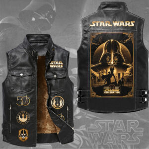 Star Wars 50th Anniversary 2027 Premium 2D Sleeveless Leather Vest - TMTHU6557