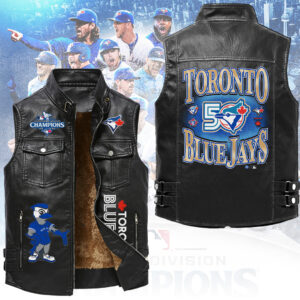 Toronto Blue Jays 50th Anniversary Premium 2D Sleeveless Leather Vest - TANTN23342