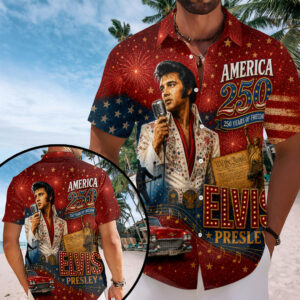 Elvis Presley x America250 Short Sleeve Button-Down Shirt – TANTN23533