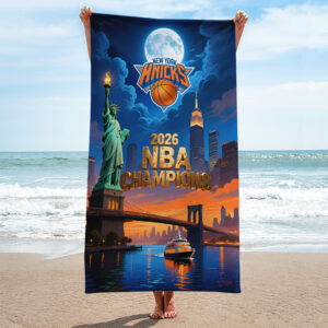 New York Knicks NBA Finals Champions 2026 Rectangle Beach Towel - TANTN23796